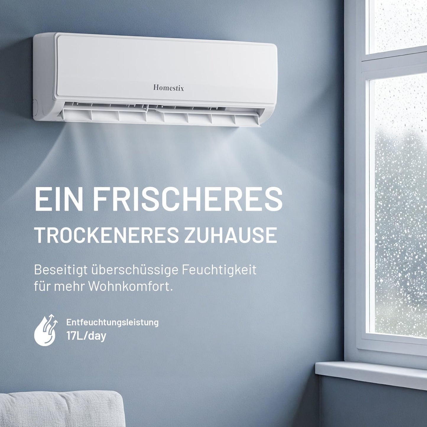 Split Klimaanlage 12000 BTU，4-in-1-Kältegerät mit Heizen, Kühlen, Entfeuchten und Lüften
