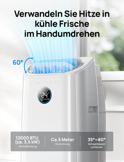 Dreo Tragbare Klimaanlagen, 12.000 BTU Klimaanlage für Schlafzimmer mit abflussfreier Kühlung, APP/Stimme/Fernbedienung