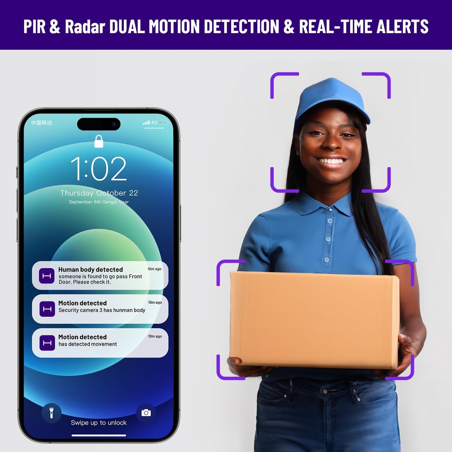 HAVION NIU Inno., Riegelschloss mit Kamera, inkl. Klingel, 3-in-1 WLAN-Riegel, Kamera, Video-Türklingel, schlüsselloses Fingerabdruckschloss für Eingangstür, 32 GB eMMC, 10000 mAh, 2K QHD und 170°