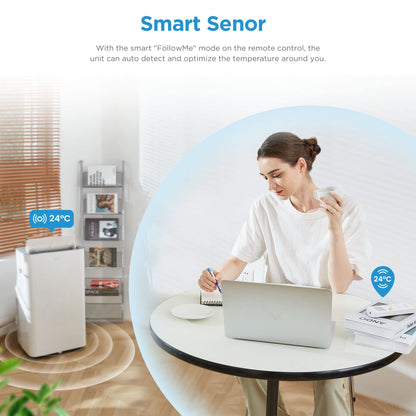 Midea Mobiles Klimagerät Silent Cool 26 Pro, 9000 BTU 2,6kW, Kühlen&Ventilieren&Entfeuchten, Raumgröße bis 88m³(33㎡)
