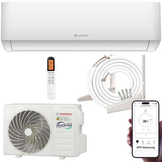 Split Klimaanlage 12000 BTU  HANTECH H-PRO Heiz-&Kühlfunktion, Luftfilter, WIFI, Montagematerial weiß
