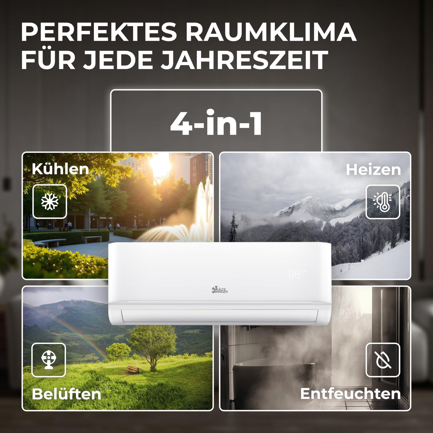 Kältebringer R290 Split Klimaanlage - 12000 BTU - 3,4 kW - Propan Klimagerät mit Heizfunktion