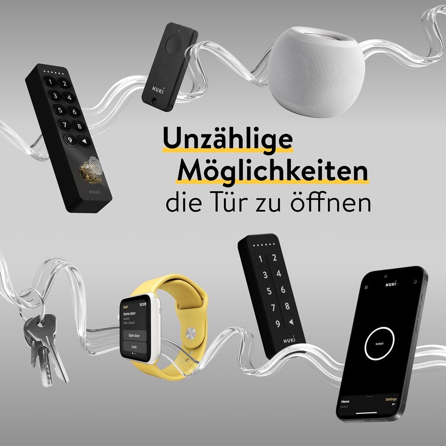 Nuki Smart Lock Ultra Electronic Door Lock with Bluetooth, WiFi & Matter for Effortless Integration into Smart Home, Remote Access Door Unlock with 3 Different Lock Modes
