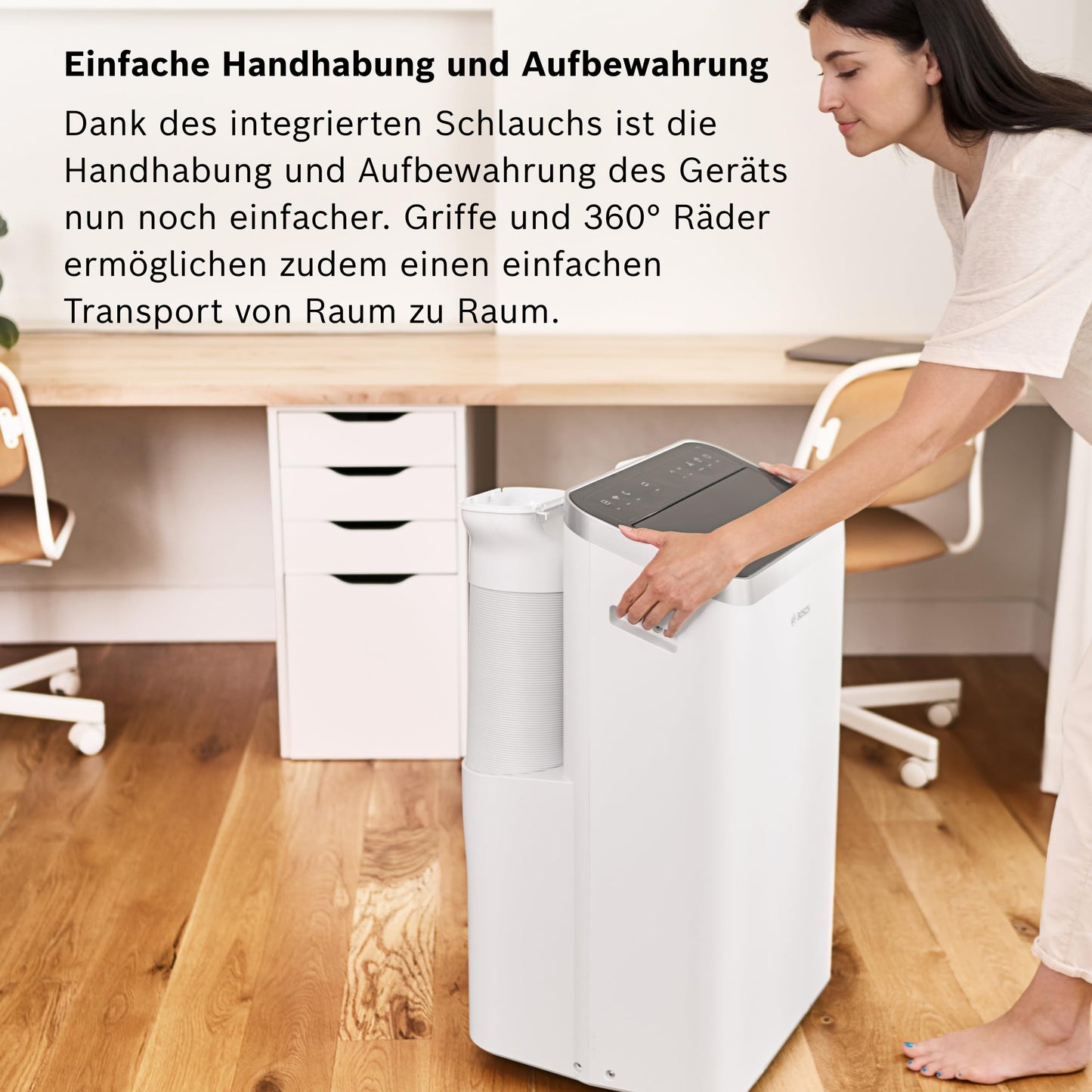 Bosch Cool 5000 Mobiles Klimagerät - 3-in-1 Klimaanlage, Luftentfeuchter, Ventilator - 3,4 kW für Räume bis zu 46 m²