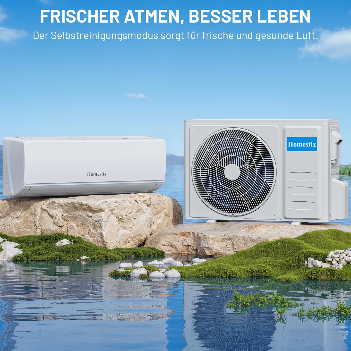 Split Klimaanlage 12000 BTU，4-in-1-Kältegerät mit Heizen, Kühlen, Entfeuchten und Lüften