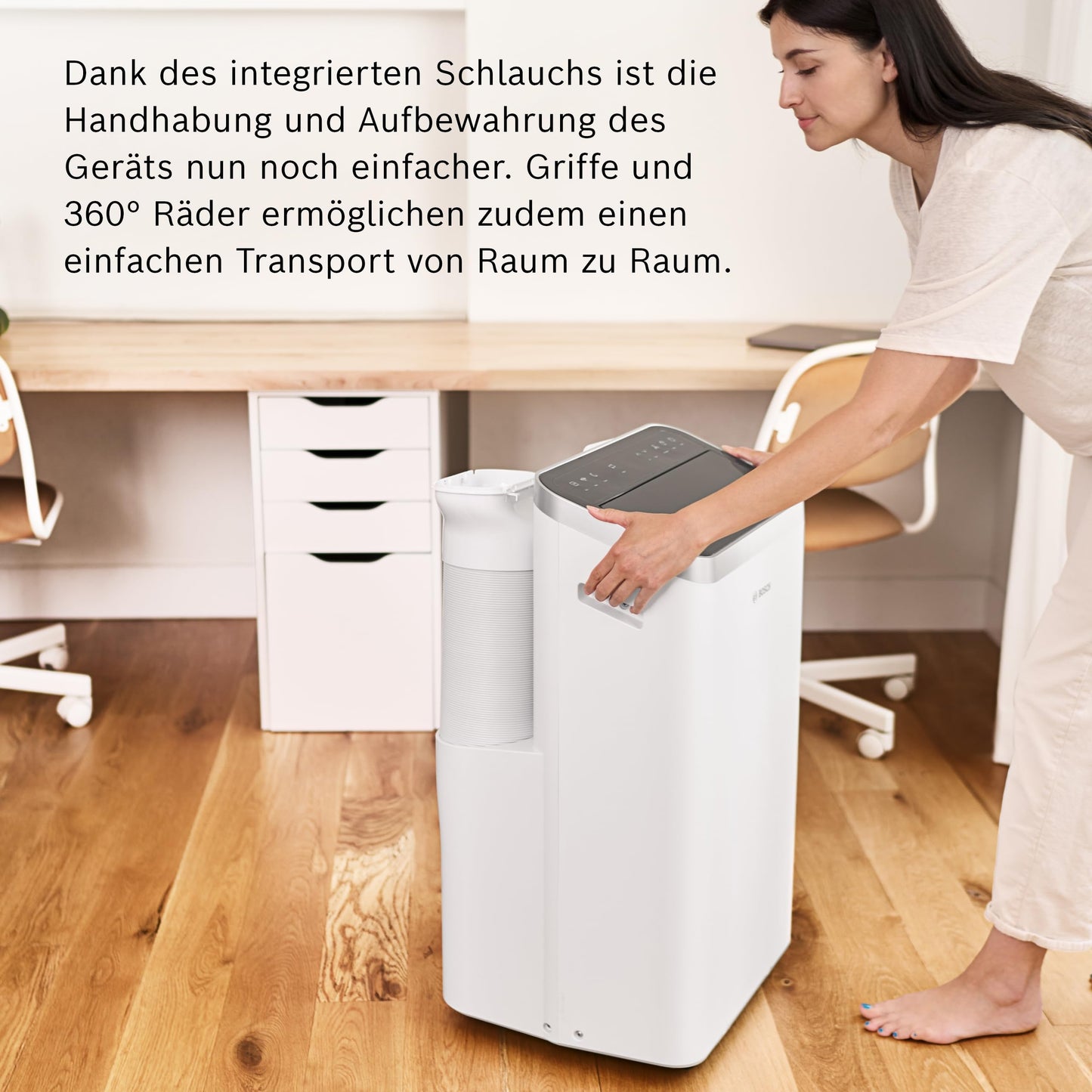 Bosch Cool 4000 Mobiles Klimagerät - 3-in-1: Klimagerät, Luftentfeuchter, Ventilator - 2,6 kW für Räume